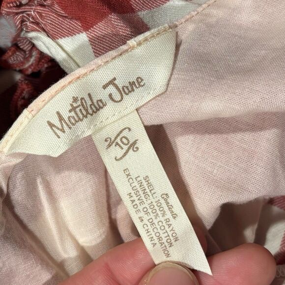 Matilda Jane Just Imagine Kassidy Plaid Twill Ruffle Dress Girls 10 Gingham Red - Picture 7 of 7